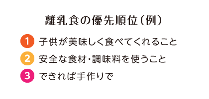 離乳食の優先順位（例）